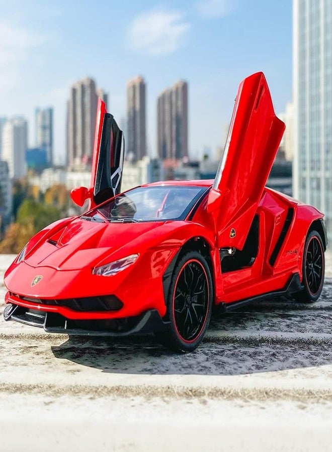 سيارة KEXXA مصبوبة متوافقة مع سيارات لامبورغيني LP770 بمقياس 1/24، سيارة لعبة تعمل بالسحب للخلف مع صوت وضوء، هدية مثالية للأطفال والأولاد (أحمر) - Image 3